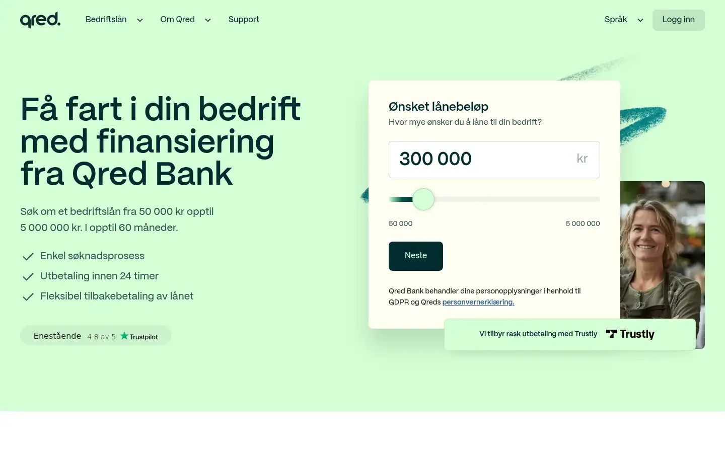 Screenshot of qred.no