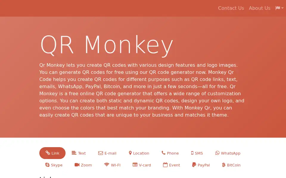 Screenshot of qrmonkey.net