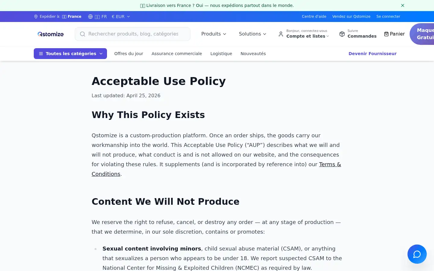 Screenshot of qstomize.com