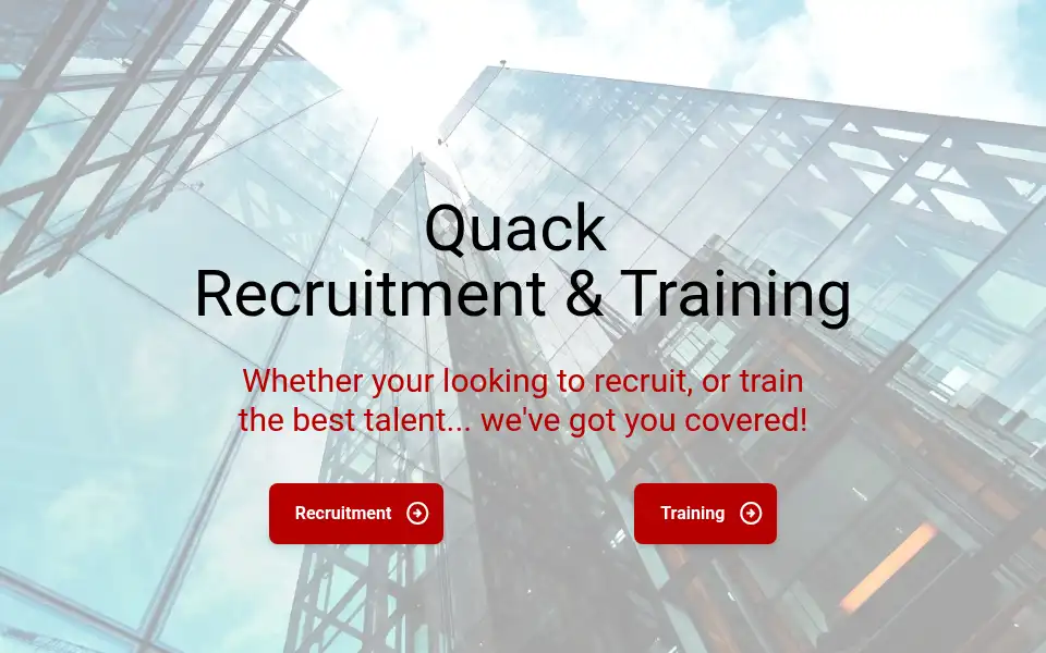 Screenshot of quackrecruitmentandtraining.co.uk