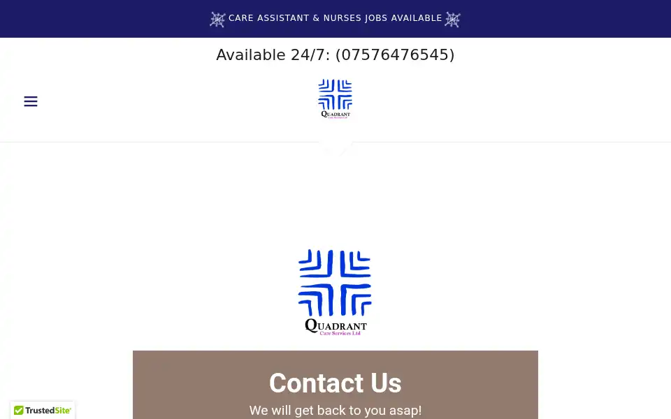 Screenshot of quadrantcare.co.uk