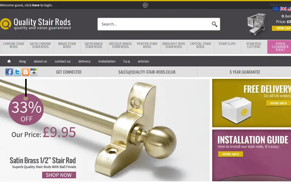 Screenshot of quality-stair-rods.co.uk