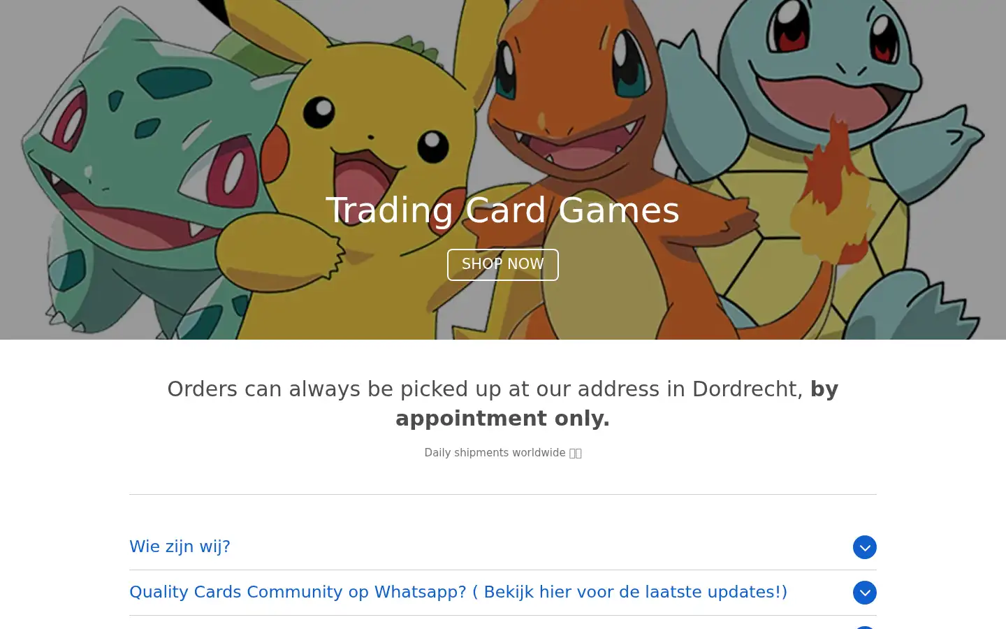 Screenshot of qualitycardstcg.nl