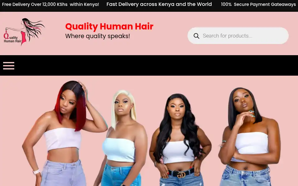 Screenshot of qualityhumanhairke.com