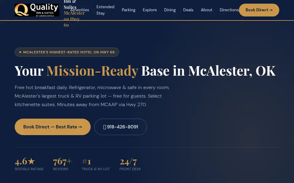 Screenshot of qualityinnmcalester.com