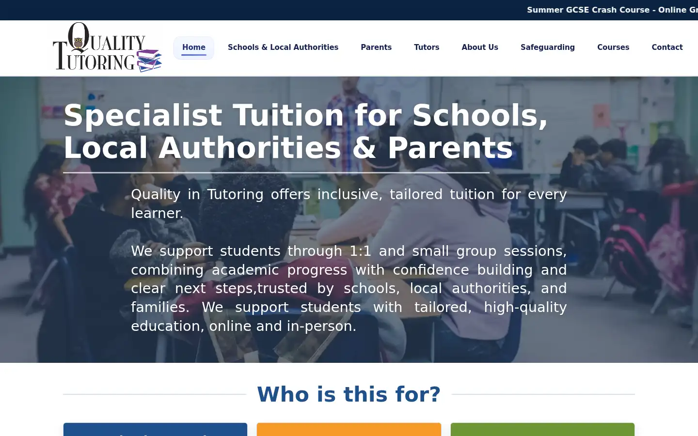 Screenshot of qualitytutoring.org.uk