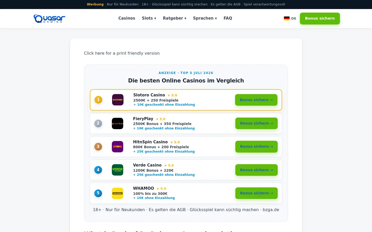 Screenshot of quasargaming.com