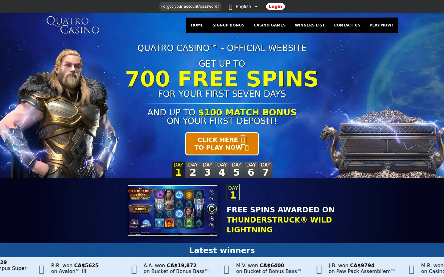 Screenshot of quatrocasino.com