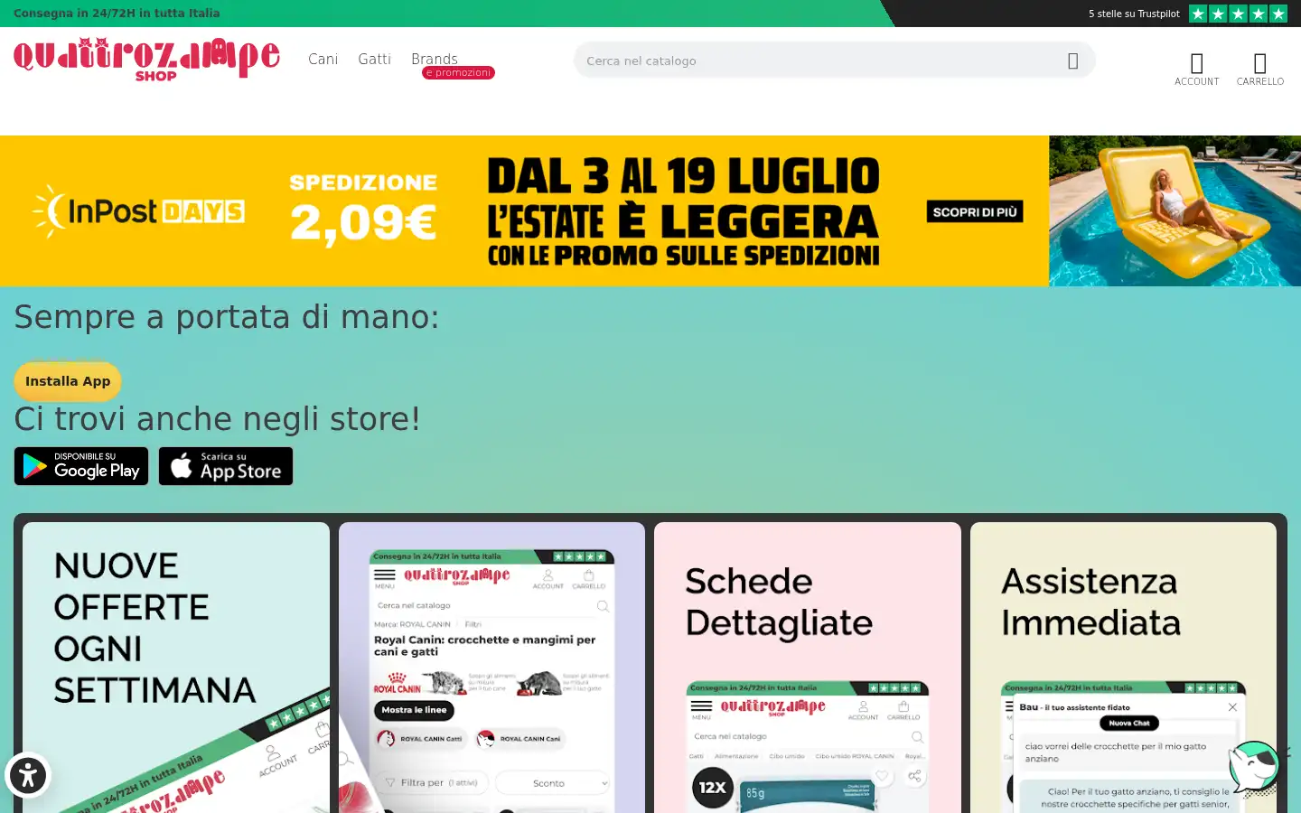 Screenshot of quattrozampeshop.it