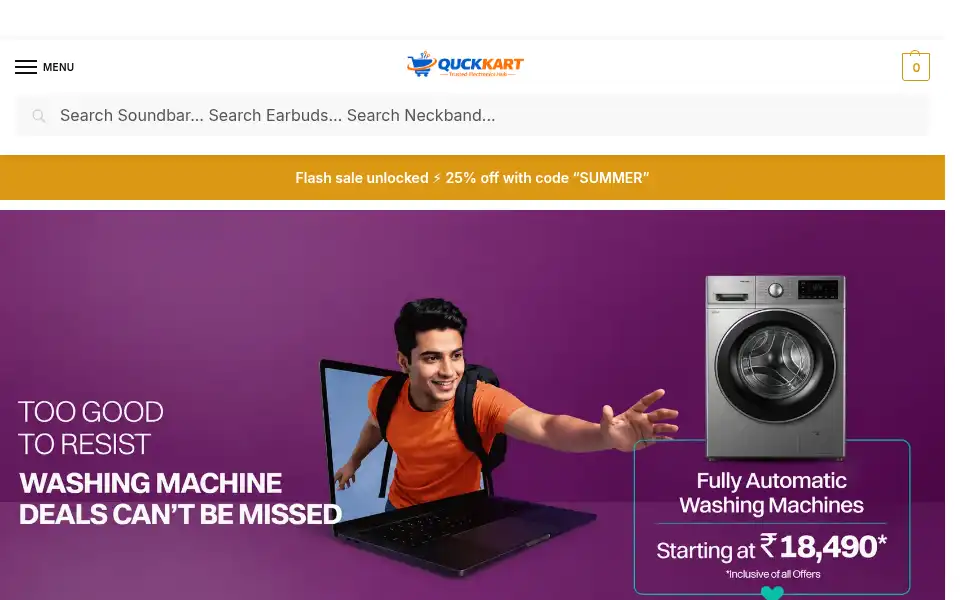 Screenshot of quckkart.com