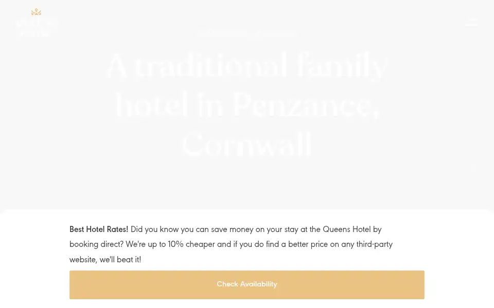 Screenshot of queens-hotel.com