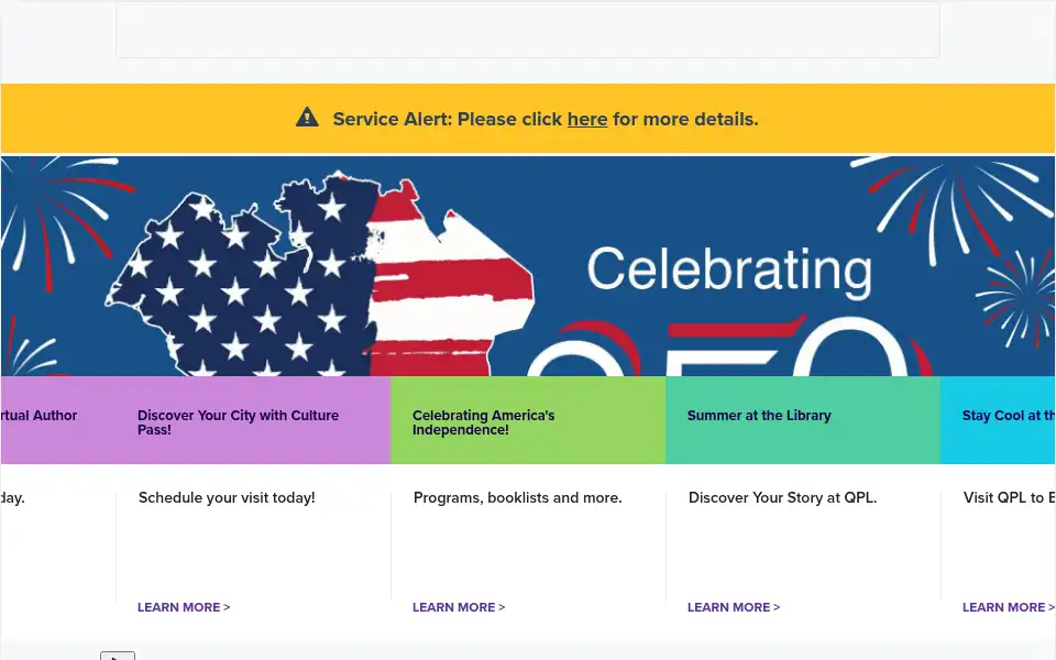 Screenshot of queenslibrary.org