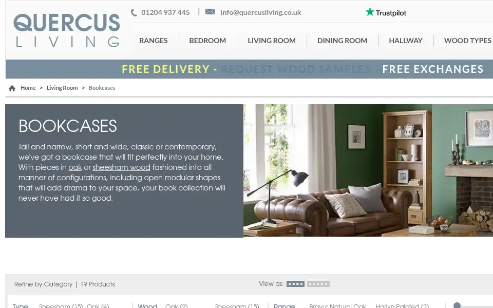 Screenshot of quercusliving.co.uk
