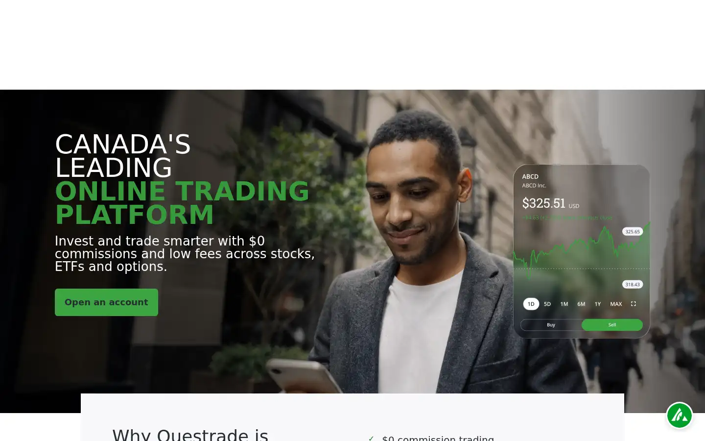 Screenshot of questrade.com