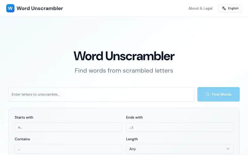 Screenshot of quick-unscramble.com