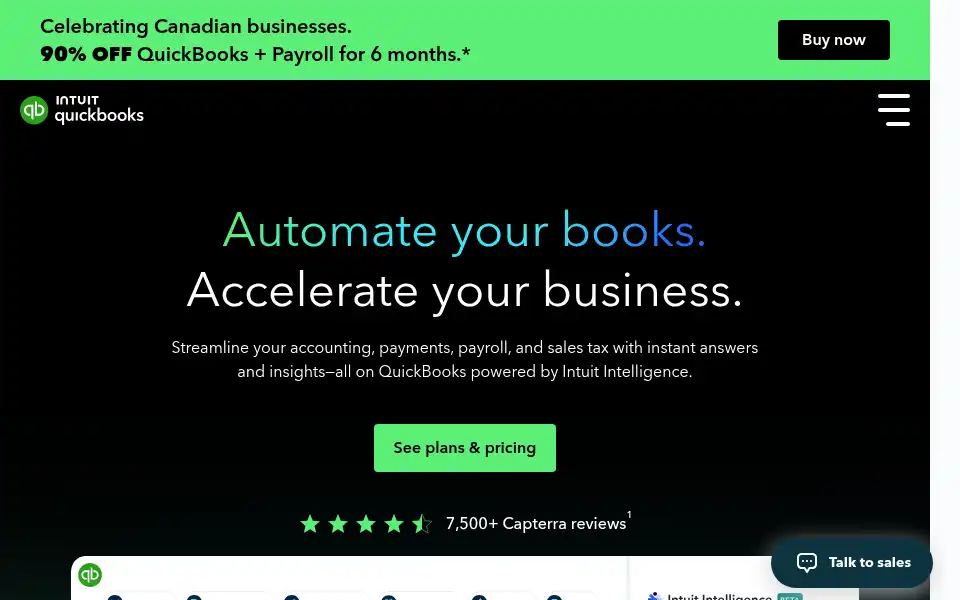 Screenshot of quickbooks.ca
