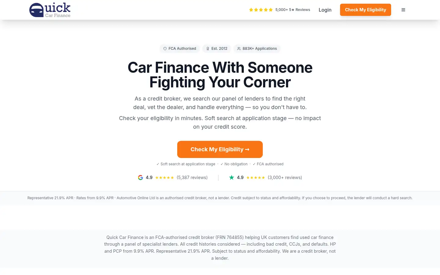 Screenshot of quickcarfinance.co.uk