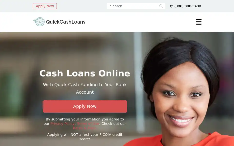 Screenshot of quickcashloanswow.com