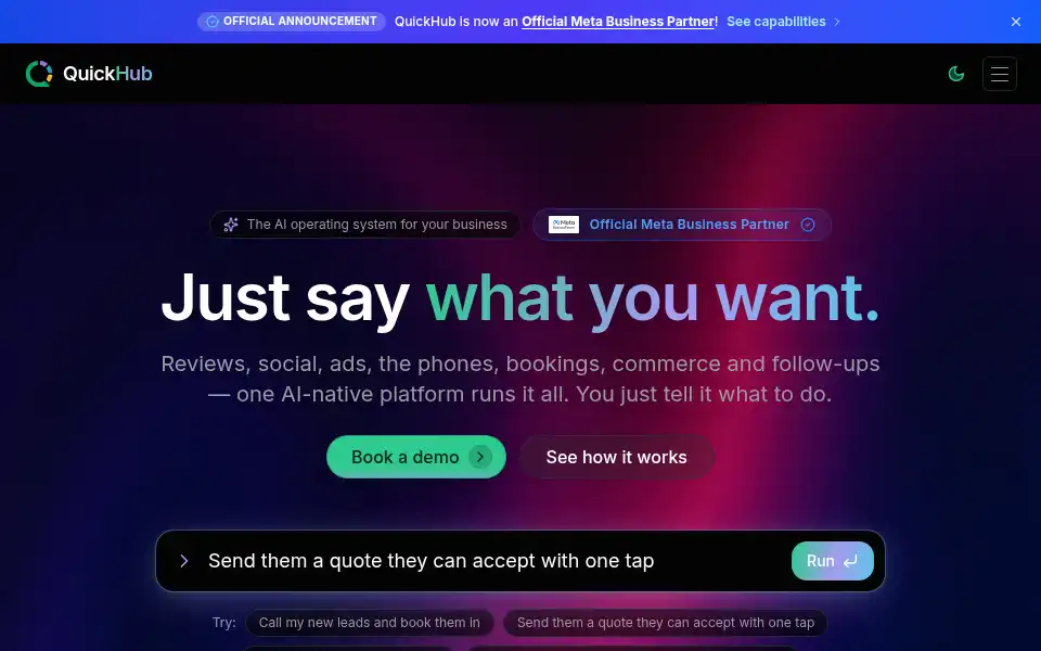 Screenshot of quickhub.ai