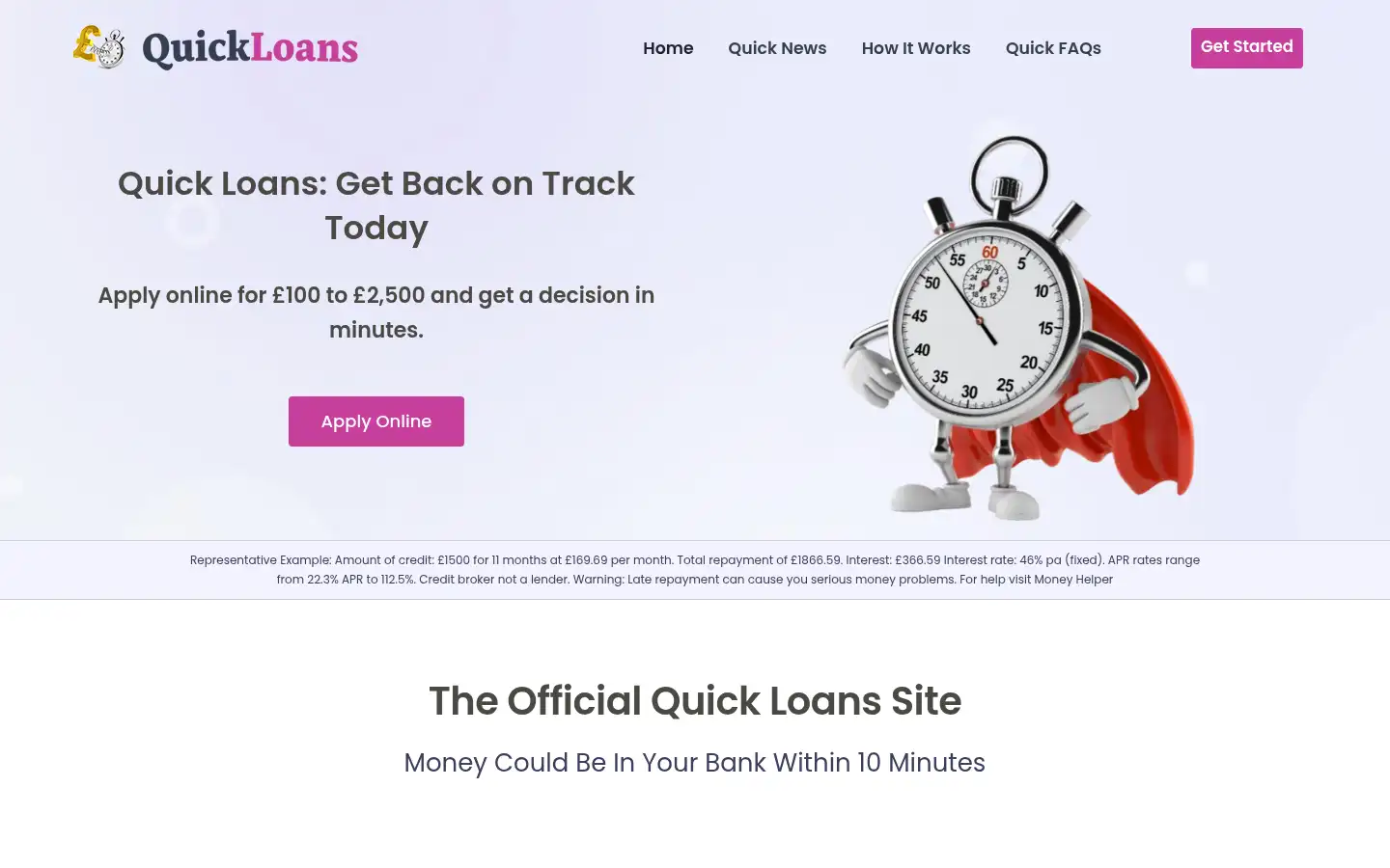 Screenshot of quickloans.co.uk