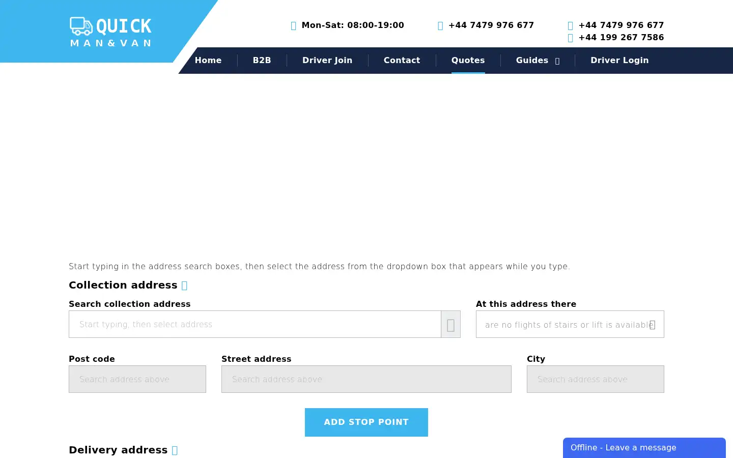 Screenshot of quickmanandvan.co.uk