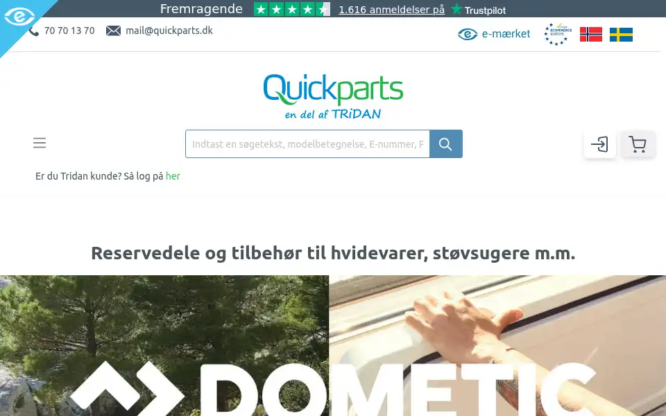 Screenshot of quickparts.dk
