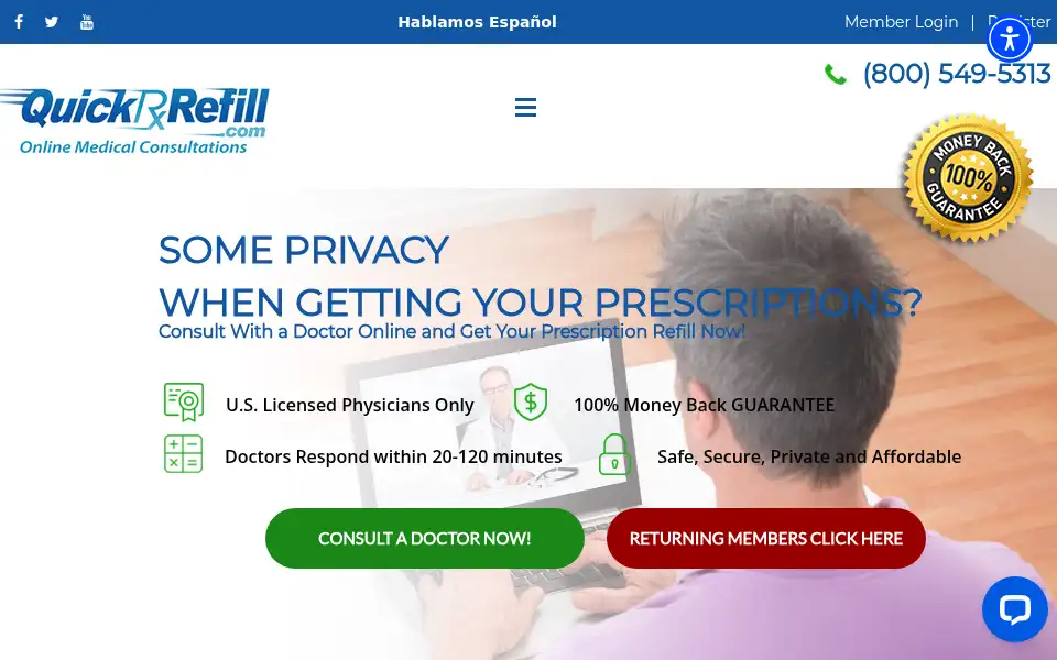 Screenshot of quickrxrefill.com