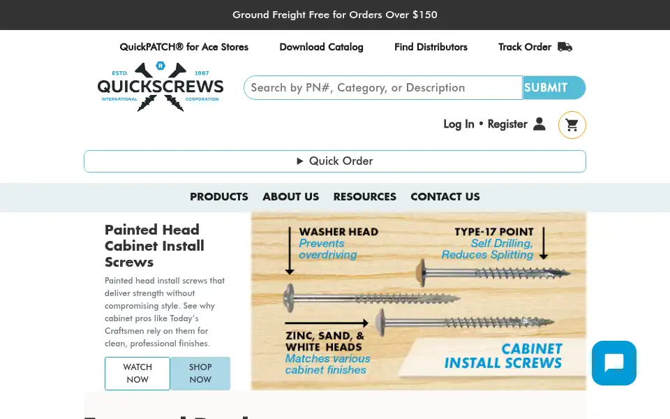 Screenshot of quickscrews.com