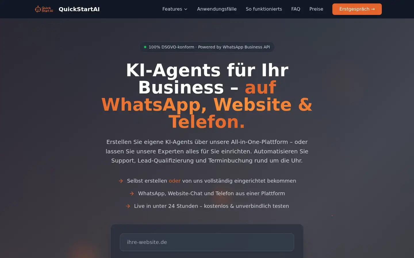 Screenshot of quickstartai.de