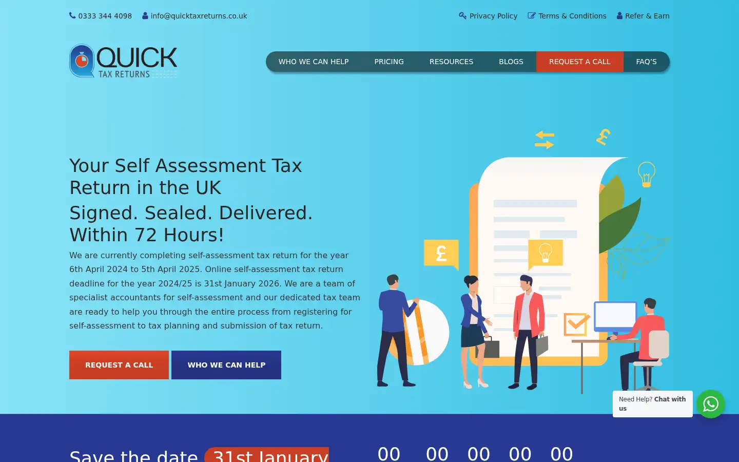 Screenshot of quicktaxreturns.co.uk