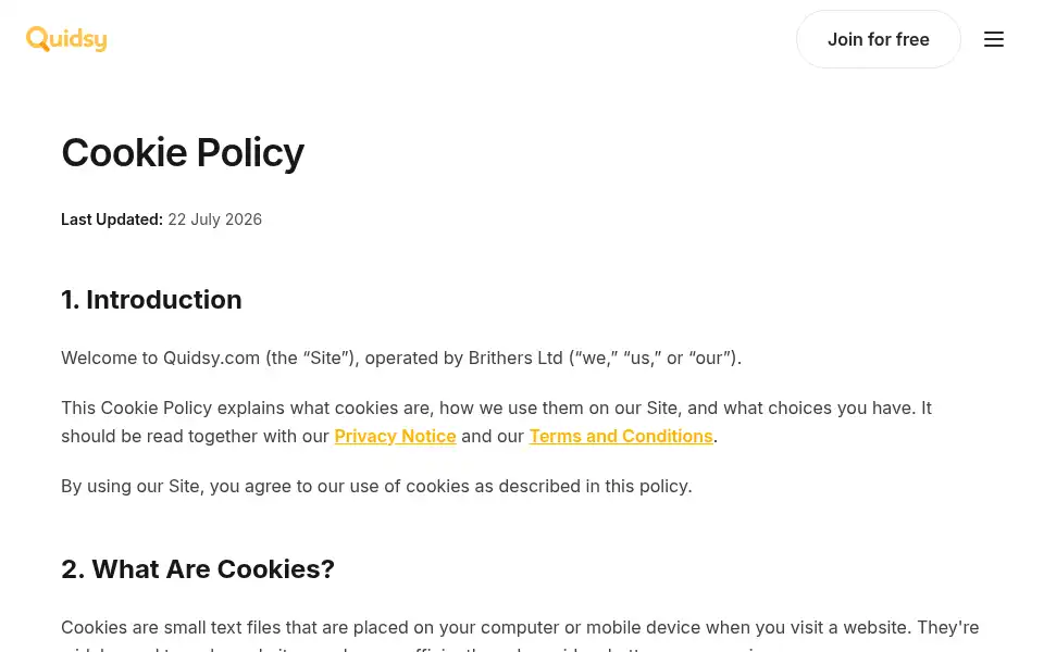 Screenshot of quidsy.com