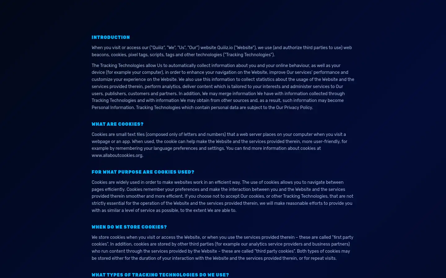 Screenshot of quiiiz.com