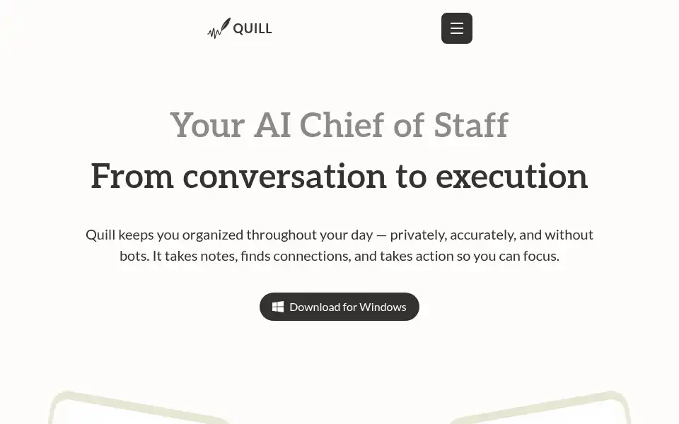 Screenshot of quillmeetings.com