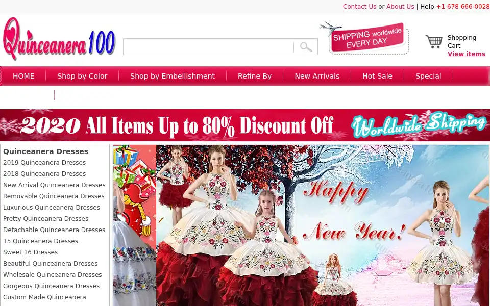 Screenshot of quinceanera100.com