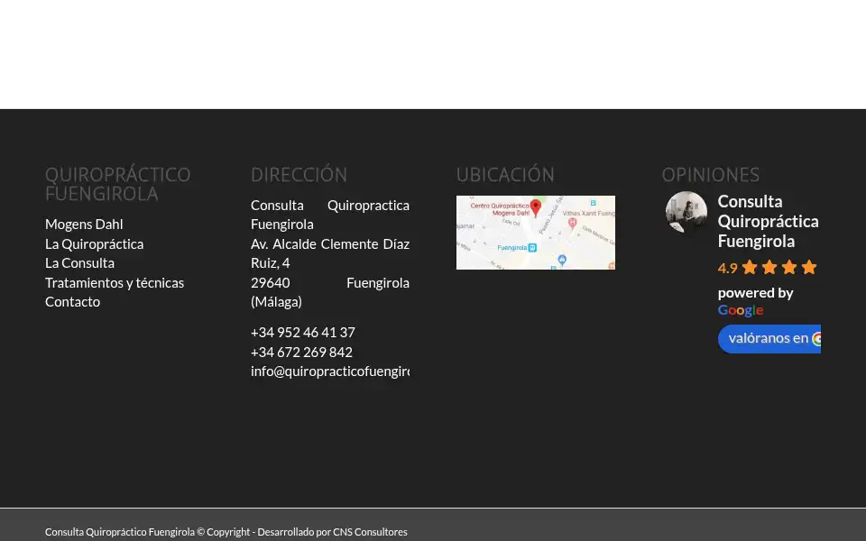 Screenshot of quiropracticofuengirola.com