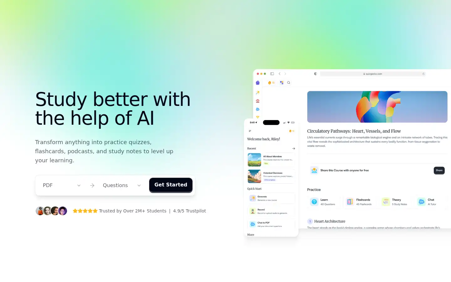 Screenshot of quizgecko.com