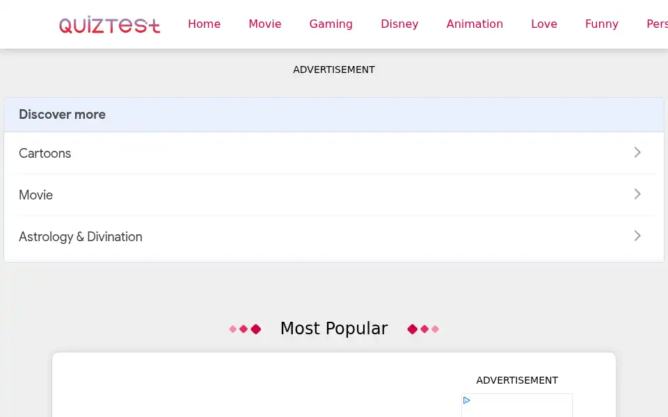 Screenshot of quiztest.me