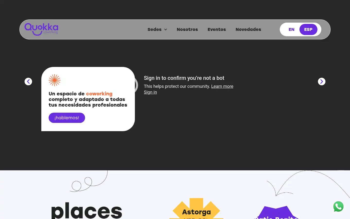 Screenshot of quokkacoworking.com