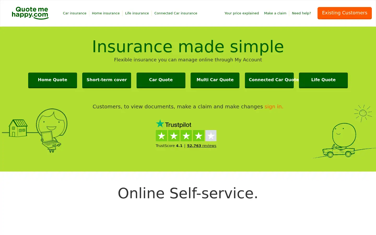 Screenshot of quotemehappy.com