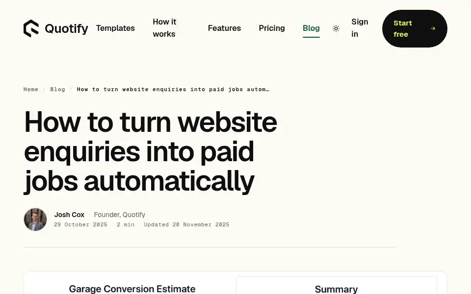 Screenshot of quotify.app