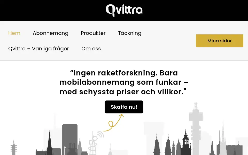 Screenshot of qvittra.se