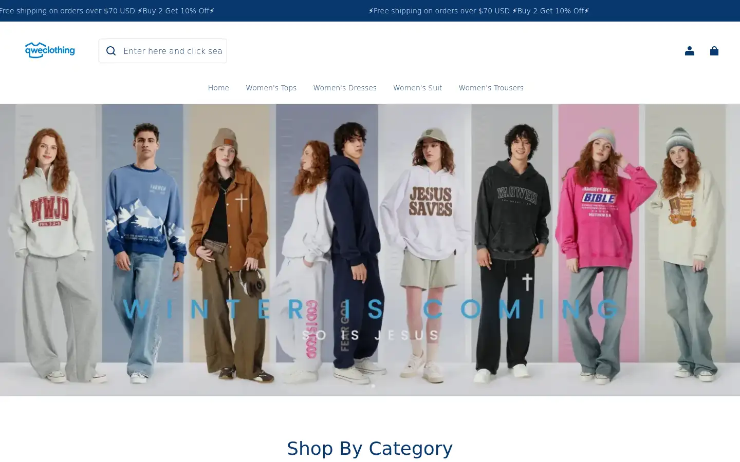 Screenshot of qweclothing.com