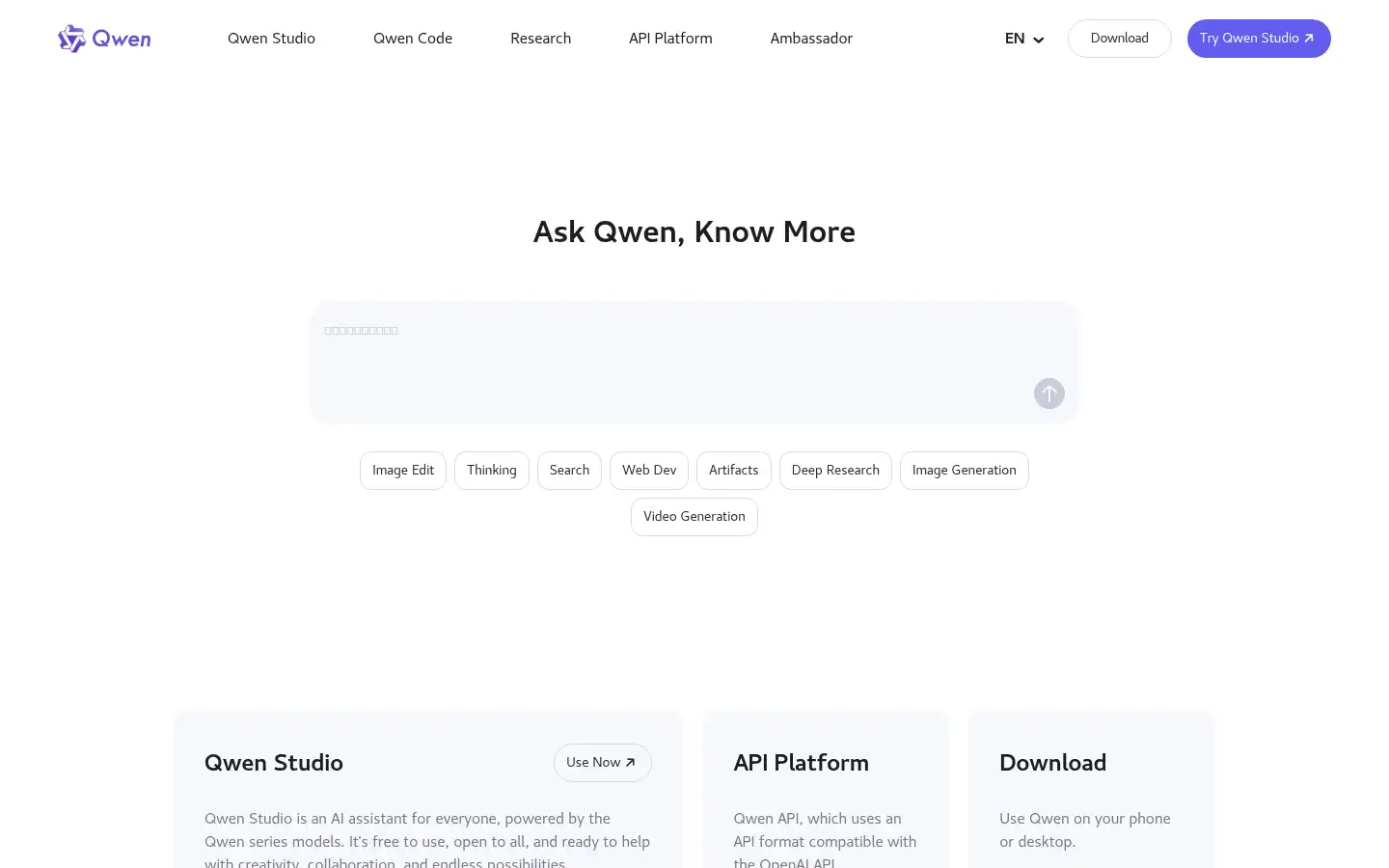 Screenshot of qwen.ai