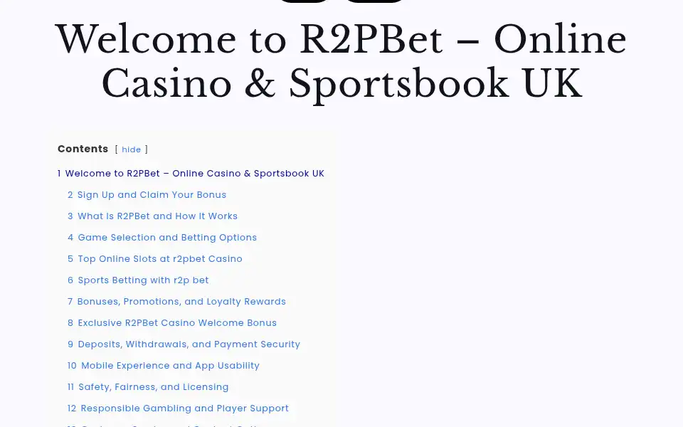 Screenshot of r2p-bet.casino