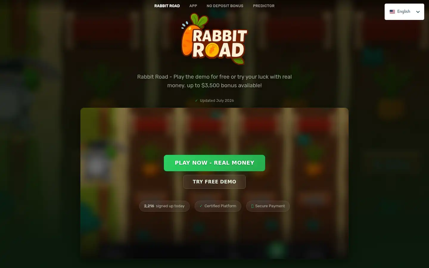 Screenshot of rabbit-road-casino.com