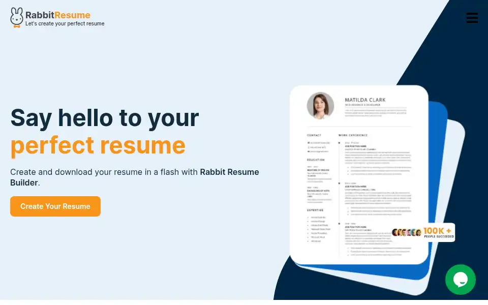 Screenshot of rabbitresume.com
