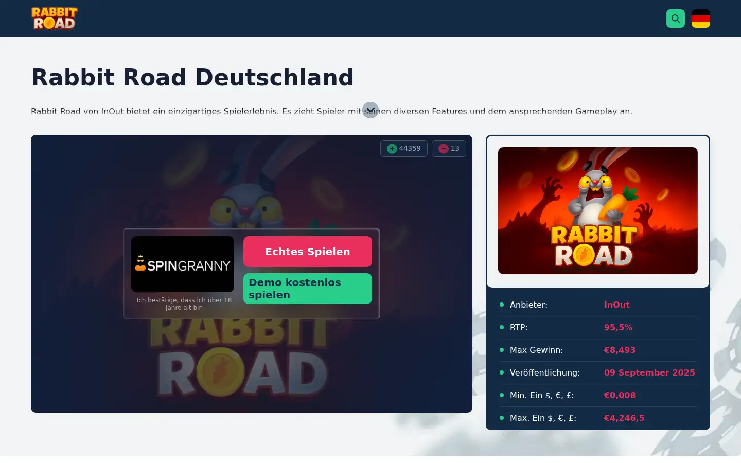 Screenshot of rabbitroad-de.de