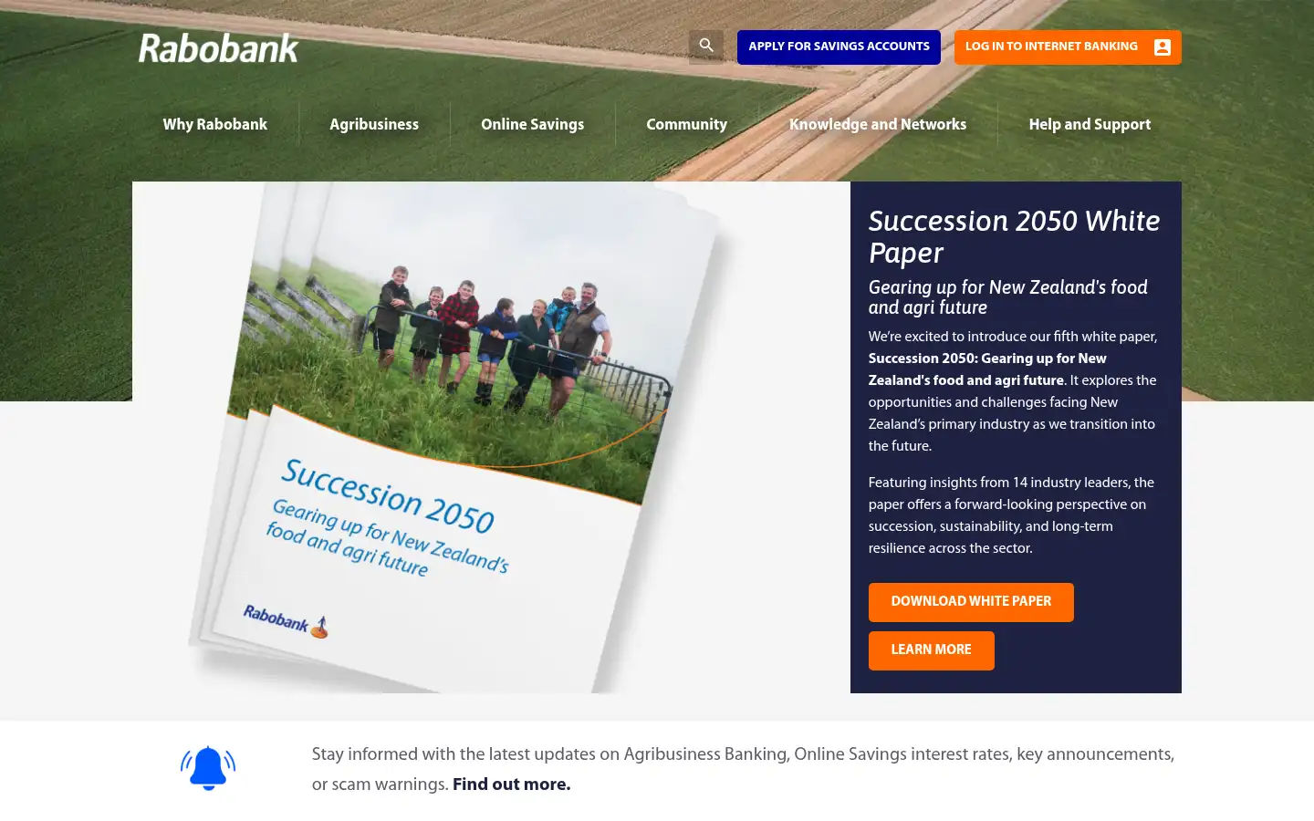 Screenshot of rabobank.co.nz
