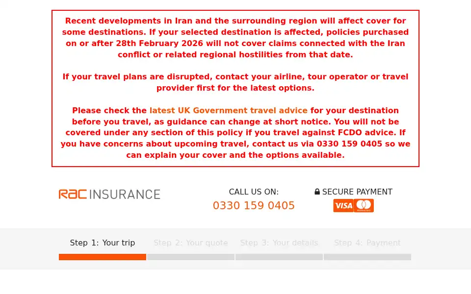 Screenshot of rac.hoodtravel.co.uk
