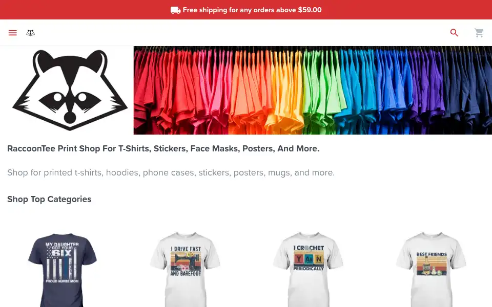 Screenshot of raccoontee.com